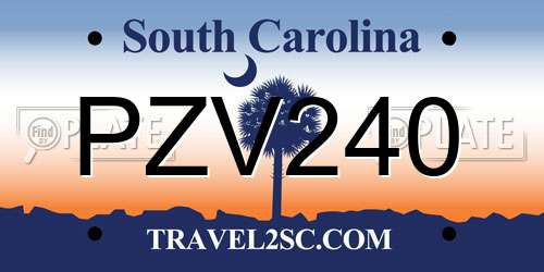 PZV240 South Carolina License Plate