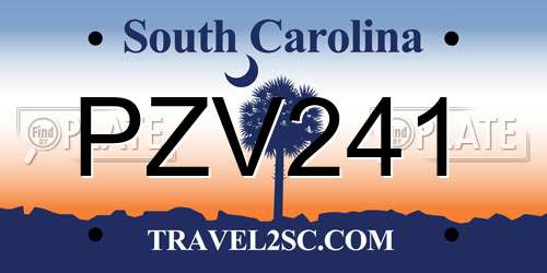 PZV241 South Carolina License Plate