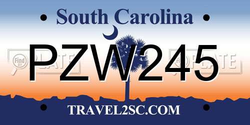 PZW245 South Carolina License Plate