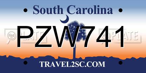 PZW741 South Carolina License Plate