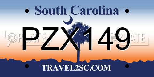 PZX149 South Carolina License Plate