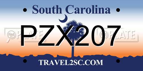 PZX207 South Carolina License Plate