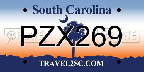 PZX269 South Carolina License Plate