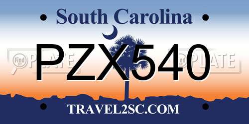 PZX540 South Carolina License Plate