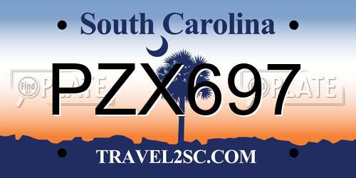 PZX697 South Carolina License Plate