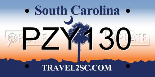 PZY130 South Carolina License Plate
