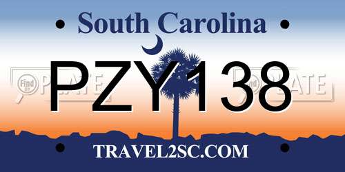 PZY138 South Carolina License Plate