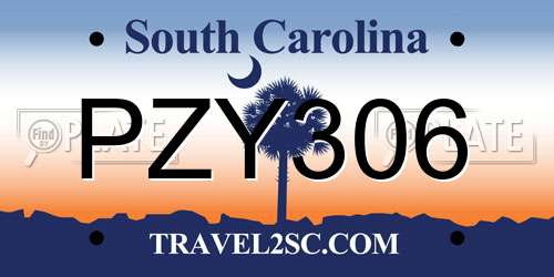 PZY306 South Carolina License Plate