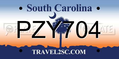 PZY704 South Carolina License Plate