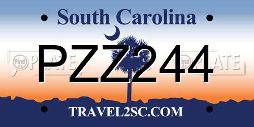 PZZ244 South Carolina License Plate