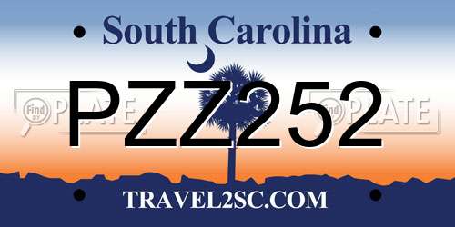 PZZ252 South Carolina License Plate