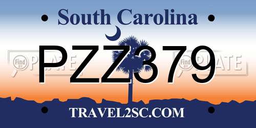 PZZ379 South Carolina License Plate