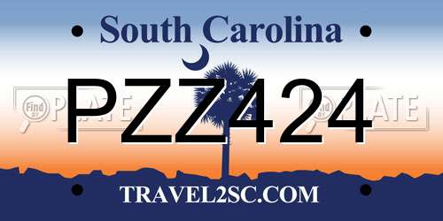 PZZ424 South Carolina License Plate