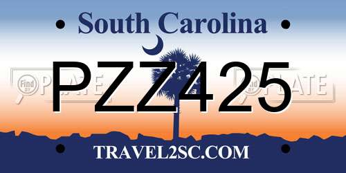 PZZ425 South Carolina License Plate