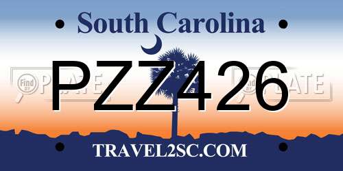 PZZ426 South Carolina License Plate