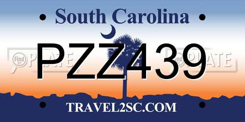 PZZ439 South Carolina License Plate