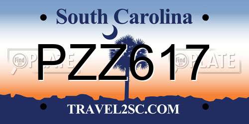 PZZ617 South Carolina License Plate