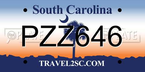 PZZ646 South Carolina License Plate