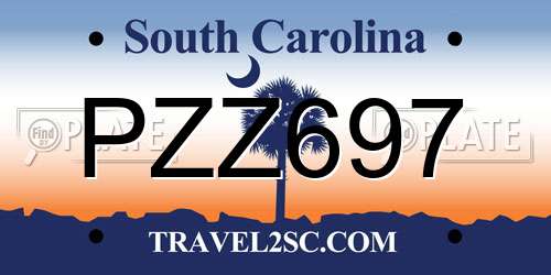 PZZ697 South Carolina License Plate