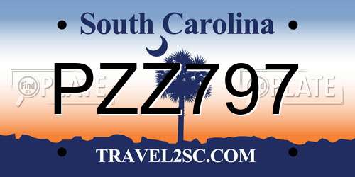 PZZ797 South Carolina License Plate