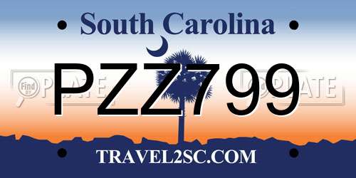 PZZ799 South Carolina License Plate