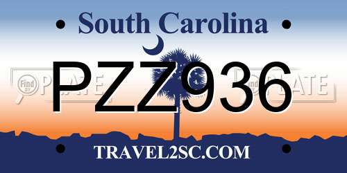 PZZ936 South Carolina License Plate
