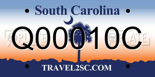 Q00010C South Carolina License Plate