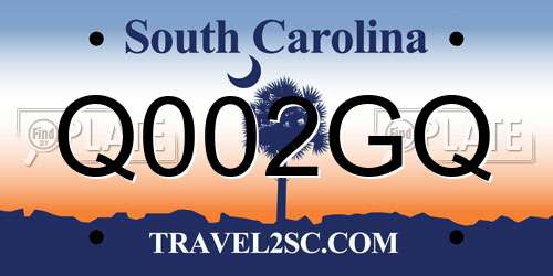 Q002GQ South Carolina License Plate