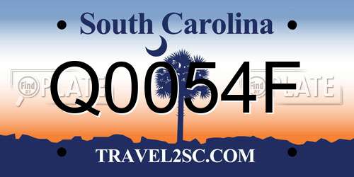 Q0054F South Carolina License Plate