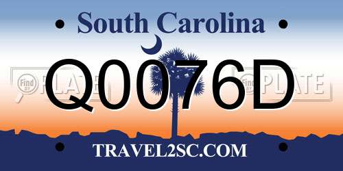 Q0076D South Carolina License Plate