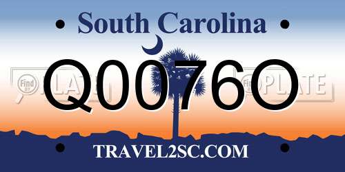 Q0076O South Carolina License Plate