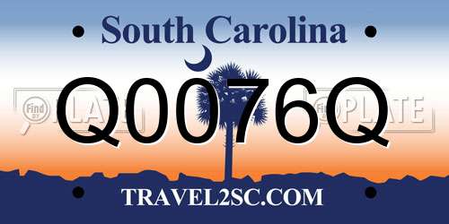 Q0076Q South Carolina License Plate