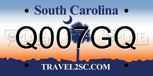 Q007GQ South Carolina License Plate