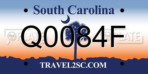 Q0084F South Carolina License Plate