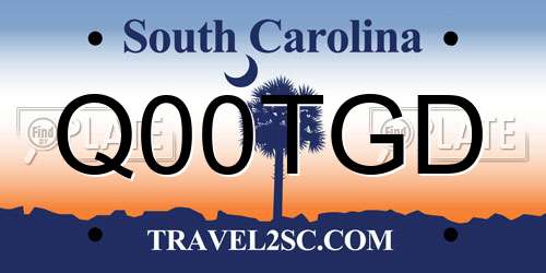 Q00TGD South Carolina License Plate