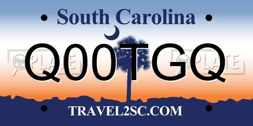 Q00TGQ South Carolina License Plate