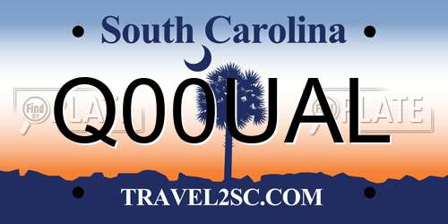 Q00UAL South Carolina License Plate