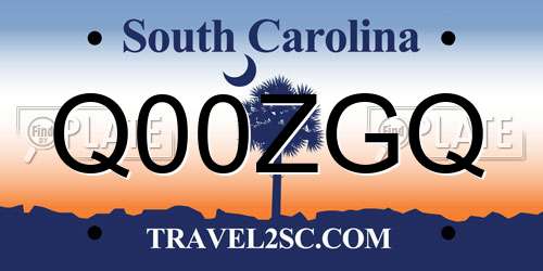 Q00ZGQ South Carolina License Plate