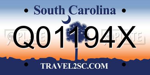 Q01194X South Carolina License Plate