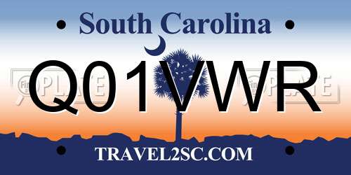 Q01VWR South Carolina License Plate