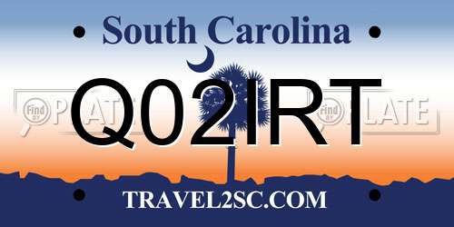 Q02IRT South Carolina License Plate