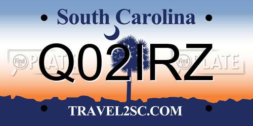 Q02IRZ South Carolina License Plate