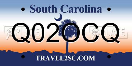 Q02OCQ South Carolina License Plate