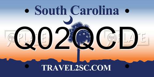Q02QCD South Carolina License Plate