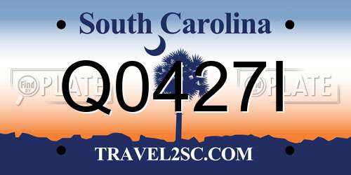 Q0427I South Carolina License Plate