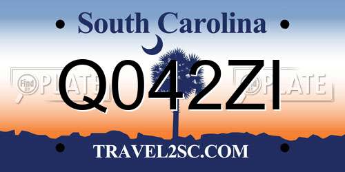 Q042ZI South Carolina License Plate