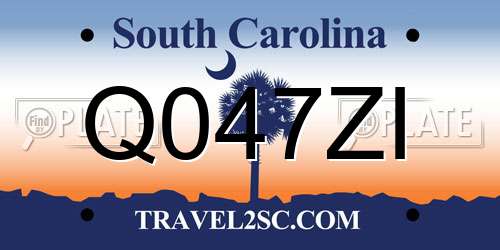 Q047ZI South Carolina License Plate