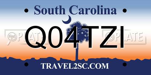 Q04TZI South Carolina License Plate