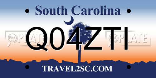 Q04ZTI South Carolina License Plate
