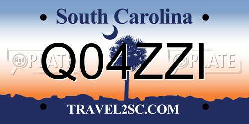 Q04ZZI South Carolina License Plate